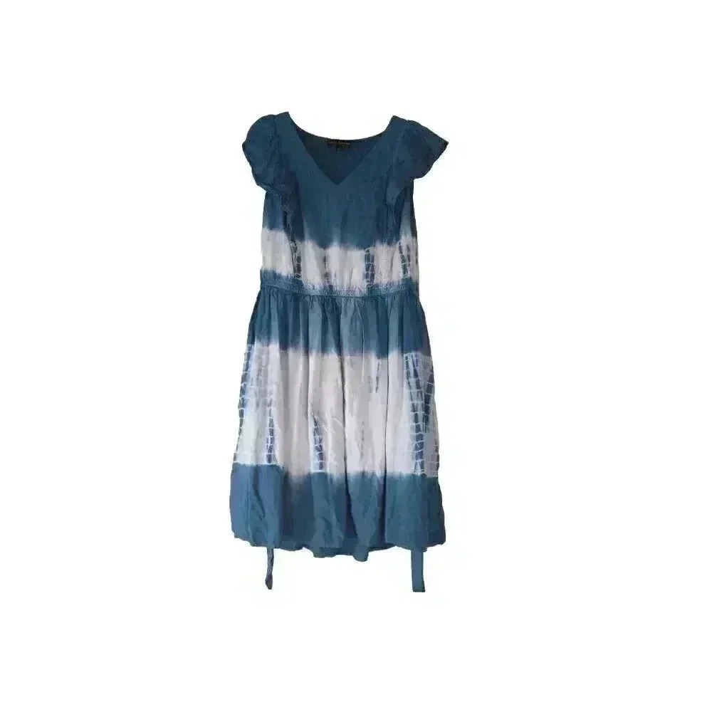 Lane Bryant Women's Dye Midi Dress Size 14 Blue White